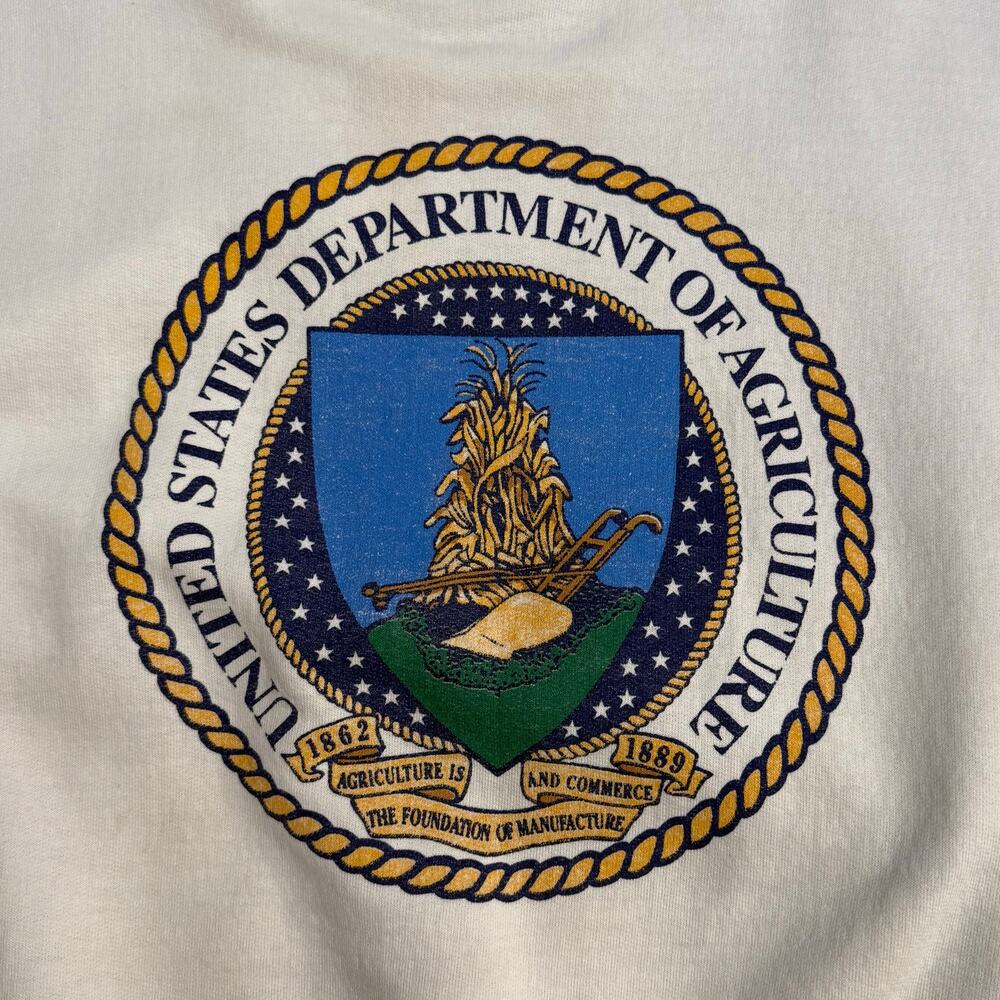 VTG United States Department of Agriculture Sweatshirt Crest White Unisex 2XL - Picture 10 of 11
